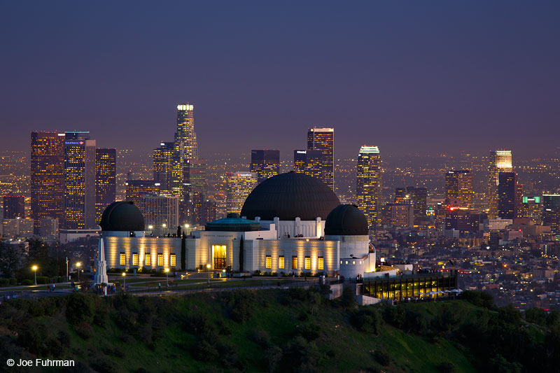 Griffith Park Observatory & downtown L.A. skyline.Hollywood, CA Feb. 2015